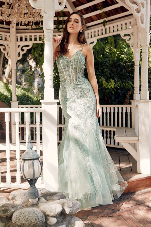 Embellished Sleeveless Mermaid Dress by Juliet JT2441S - Long Formal Dresses