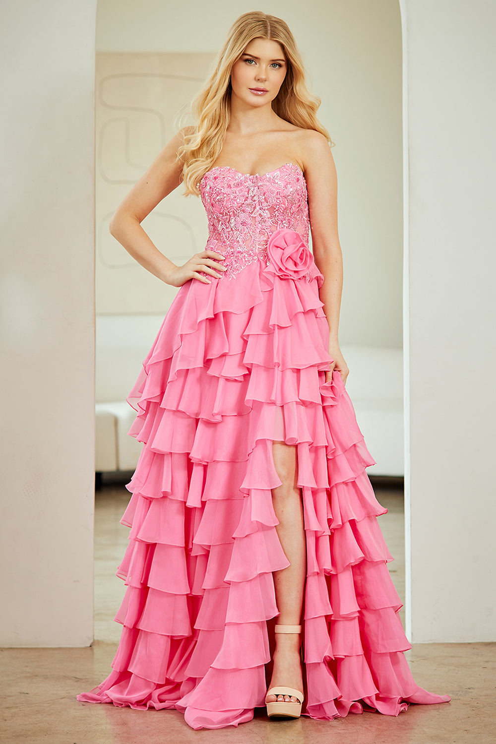 Amelia Couture Pink Long Formal Dresses
