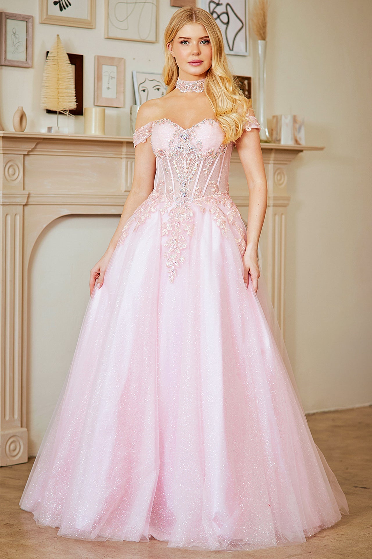 pastel sweet 16 dresses Pink off shoulder tulle long prom dress, sweet 16 dress