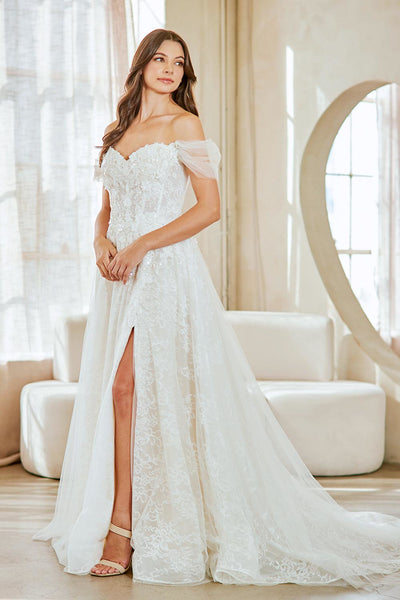 Off-Shoulder A-Line Wedding Dress with Sweetheart Neckline Bridal Gown by Amelia Couture 2139