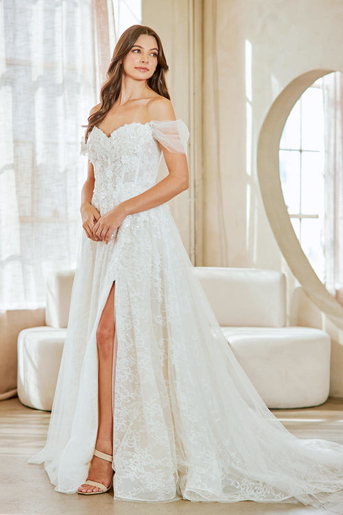Off-Shoulder A-Line Wedding Dress with Sweetheart Neckline Bridal Gown by Amelia Couture 2139