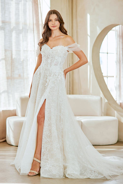 Off-Shoulder A-Line Wedding Dress with Sweetheart Neckline Bridal Gown by Amelia Couture 2139