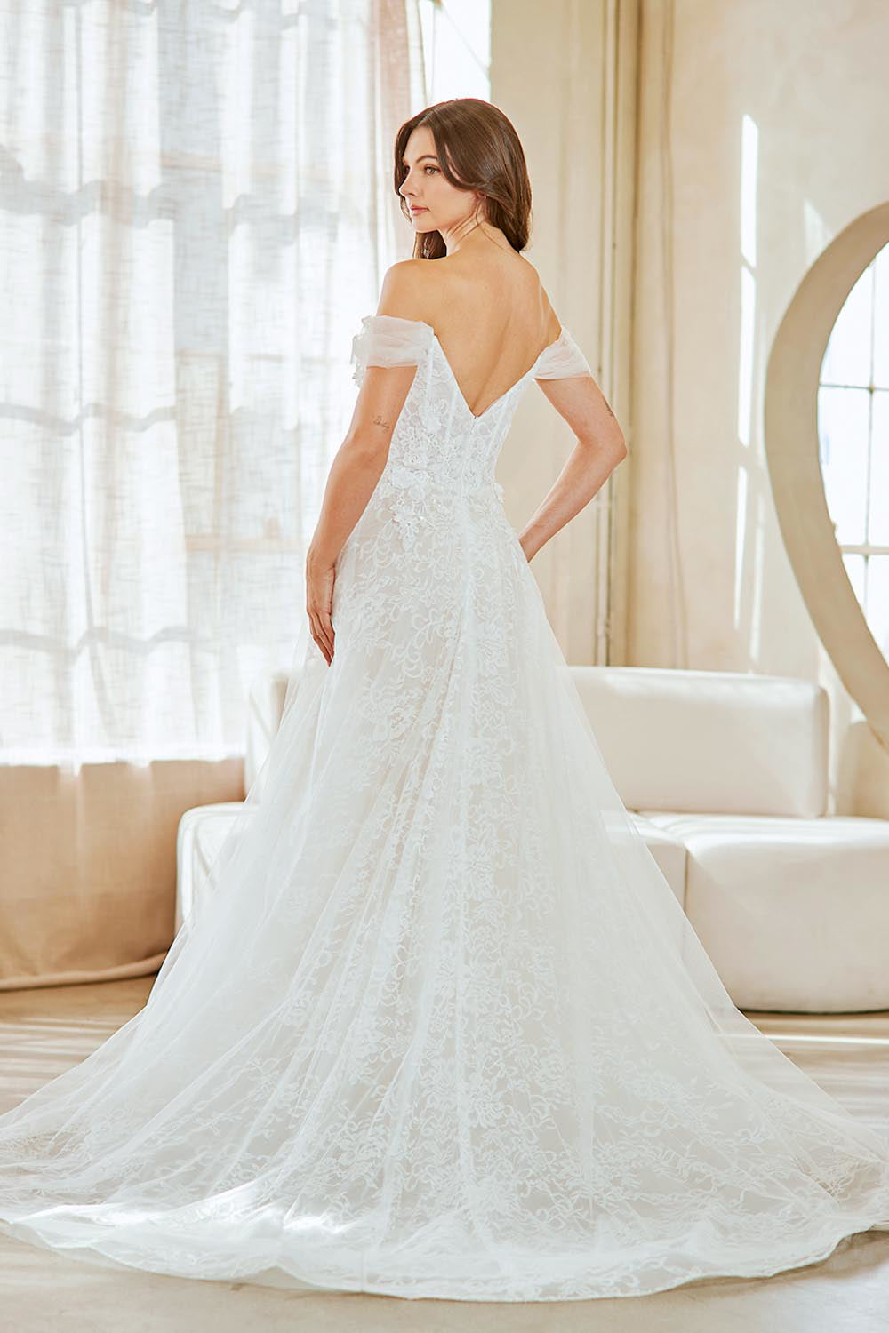 Off-Shoulder A-Line Wedding Dress with Sweetheart Neckline Bridal Gown by Amelia Couture 2139