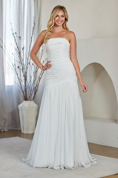 Amelia Couture WHITE Chiffon A-Line Wedding Dress