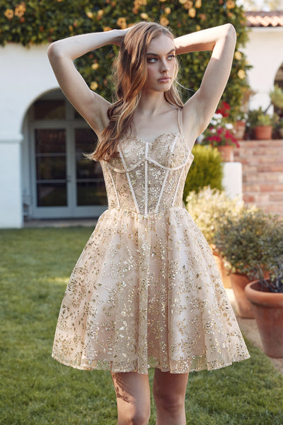 Juliet 977u Sequined Tulle Sweetheart Neckline Short Dress