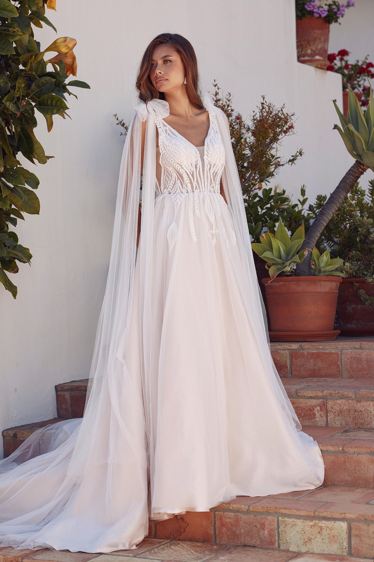 Juliet 2602CW Minimalist Tulle Wedding Gown A-Line Bridal Dress