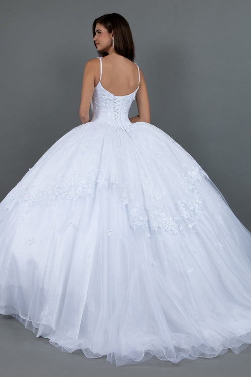 Juliet 1496HW Applique Lace-Up Tulle Wedding Ball Dress with A-Line Silhouette