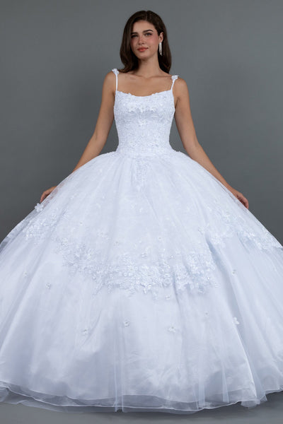 Juliet 1496HW Applique Lace-Up Tulle Wedding Ball Dress with A-Line Silhouette