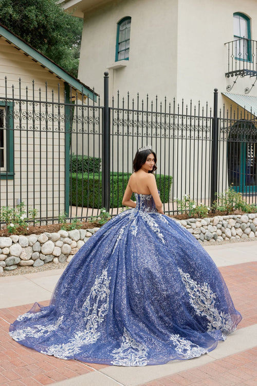 Juliet 1512H Strapless Applique Glitter Tulle Quinceanera Dress