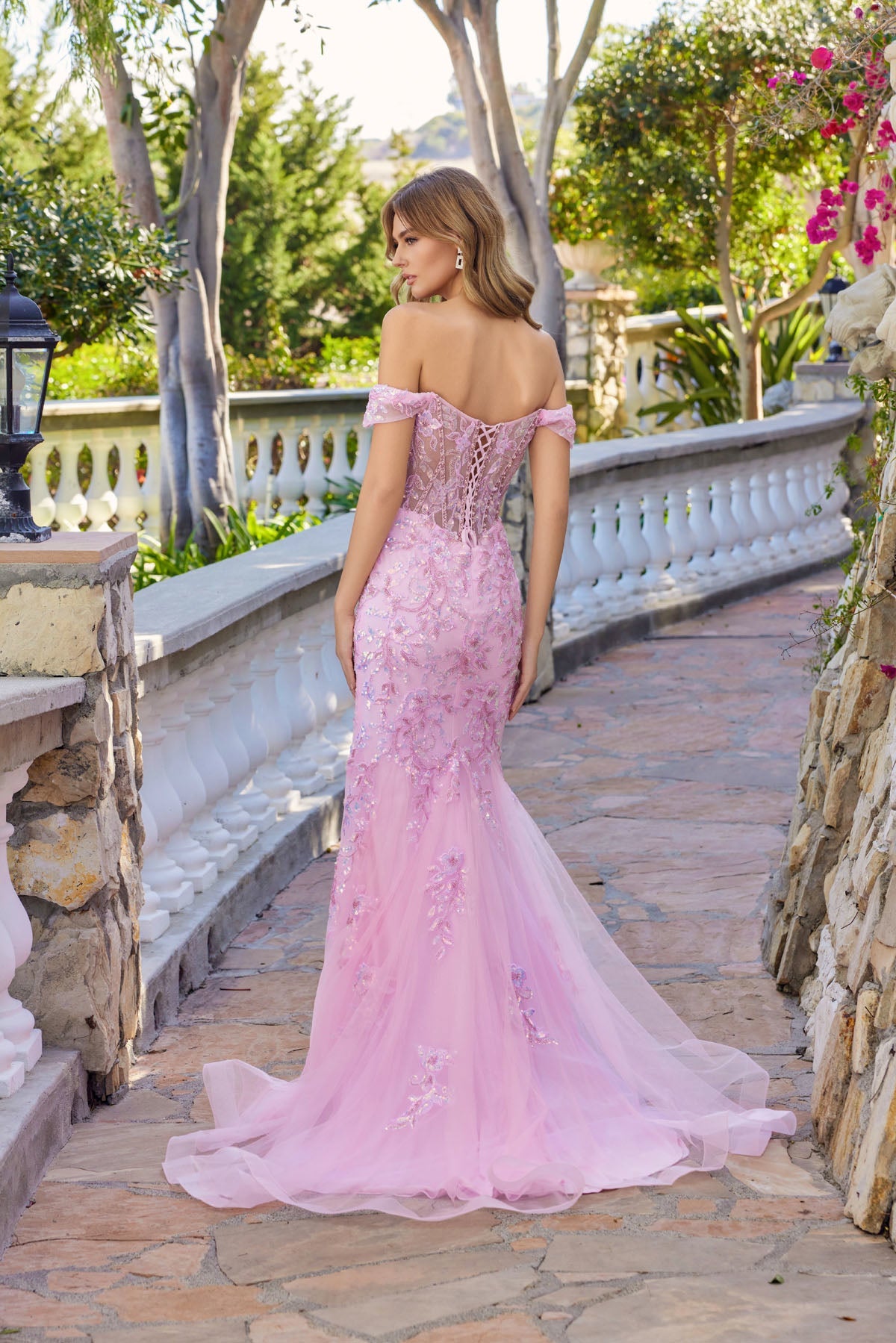 Juliet 2612N Applique Off-Shoulder Mermaid Dress with Fitted Silhouette and Sweetheart Neckline