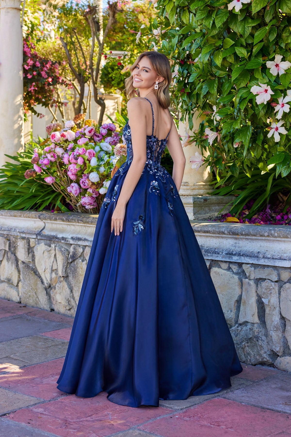 Juliet 2617U Applique Sleeveless A-Line Gown with Square Neck Neckline
