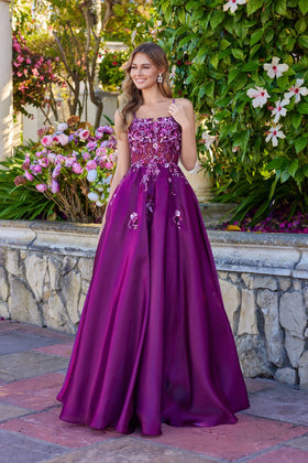 Juliet 2617U Applique Sleeveless A-Line Gown with Square Neck Neckline