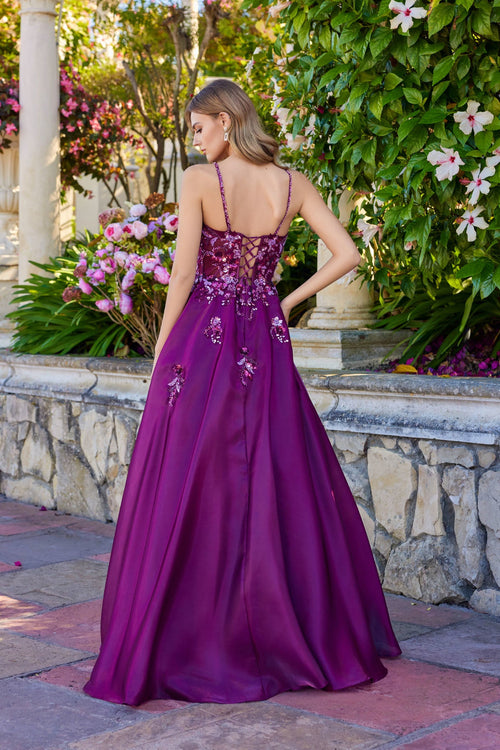 Juliet 2617U Applique Sleeveless A-Line Gown with Square Neck Neckline