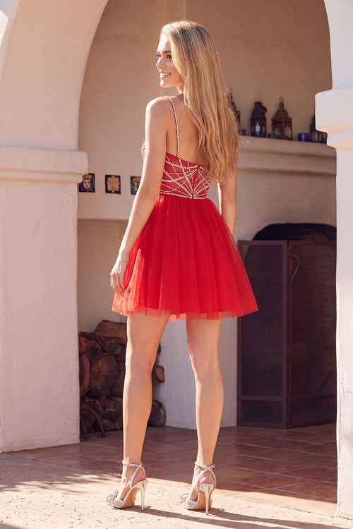 Juliet 984s Sweetheart Tulle Mini Dress with Crystal Details