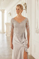 3/4 Sleeve Mother of the Bride Dress with Beaded Appliqués Formal Gown By Nox Anabel ME126