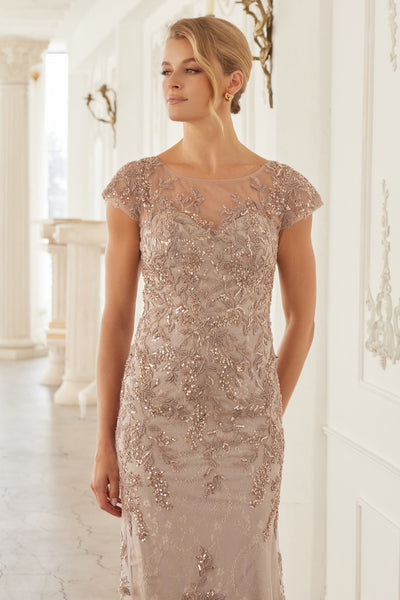 Nox Anabel MT110 Stunning Appliqué Short Sleeve Gown