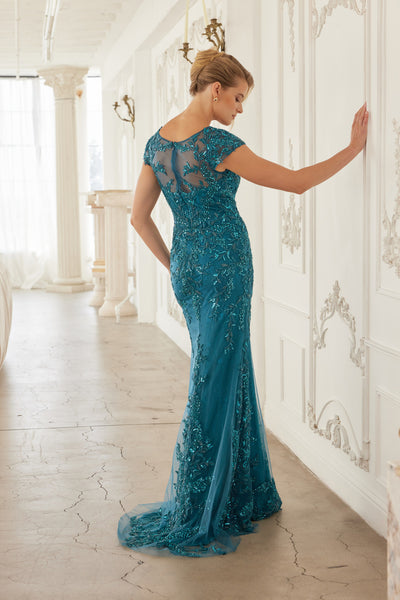 Nox Anabel MT110 Stunning Appliqué Short Sleeve Gown