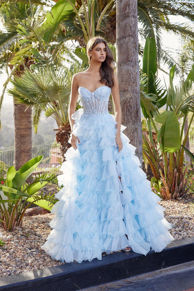 Nox Anabel R1688 Strapless Ruffled Prom Ball Gown