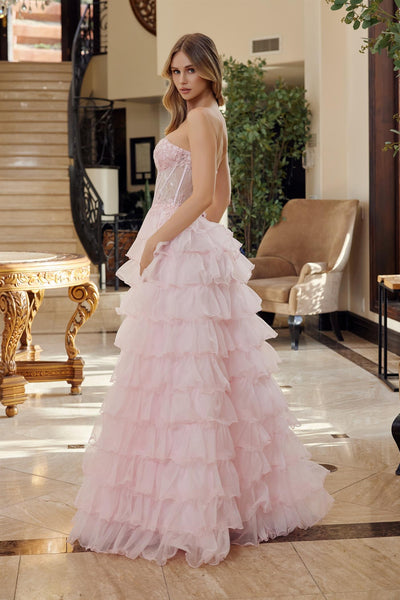 Nox Anabel R1688 Strapless Ruffled Prom Ball Gown