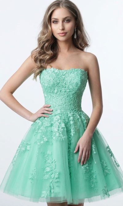 Jovani 1830 - Strapless Floral A-line Dress