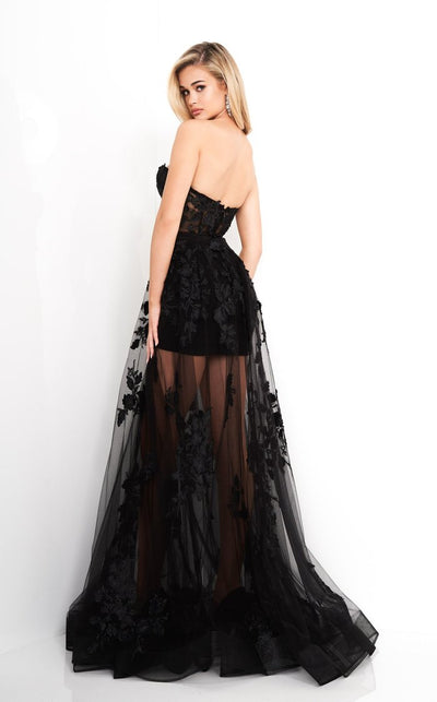 Jovani 02845 Long Prom 3D Floral Formal Overskirt Dress