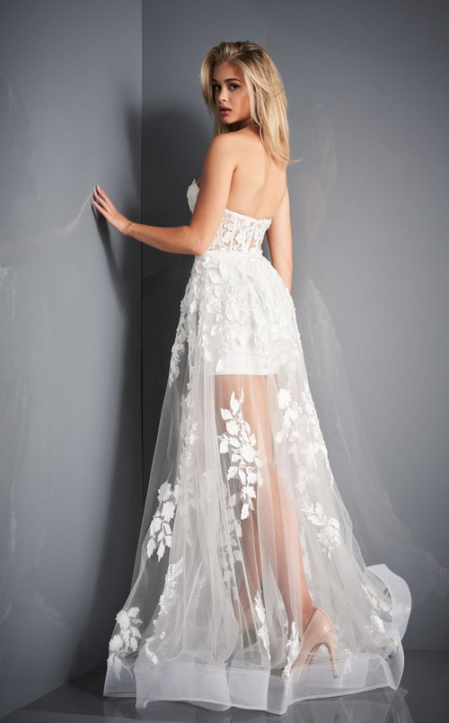 Jovani 02845 Long Prom 3D Floral Formal Overskirt Dress