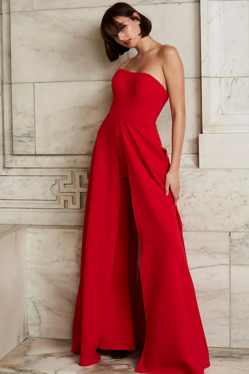 Jovani 03529 Strapless Wide Leg Formal Jumpsuit