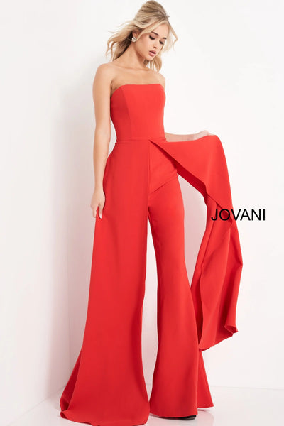 Jovani 03529 Strapless Wide Leg Formal Jumpsuit
