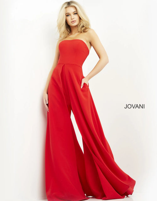Jovani 03529 Strapless Wide Leg Formal Jumpsuit