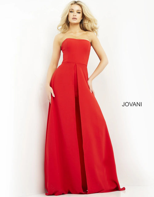 Jovani 03529 Strapless Wide Leg Formal Jumpsuit