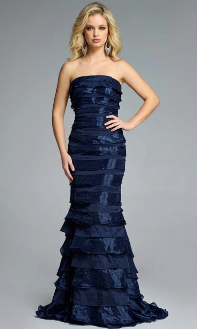 Jovani 44383 - Strapless Tiered Ruffle Gown