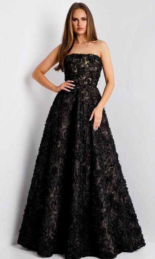 Jovani 41188 - Sophisticated Strapless Embroidered Evening Gown