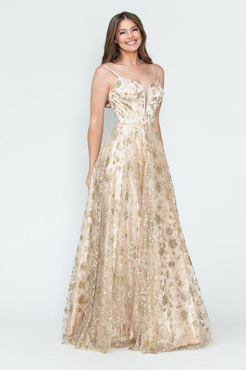 Lenovia 8241 Glitter Appliqué Mesh Tulle Sleeveless Dress