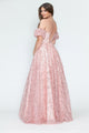 Vestido de noche formal de tul brillante con mangas abullonadas, corte A, de Lenovia 8242