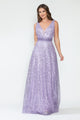 Vestido de noche formal sin mangas con escote en V y lentejuelas, corte A y malla brillante, de Lenovia 8217