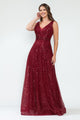 Vestido de noche formal sin mangas con escote en V y lentejuelas, corte A y malla brillante, de Lenovia 8217