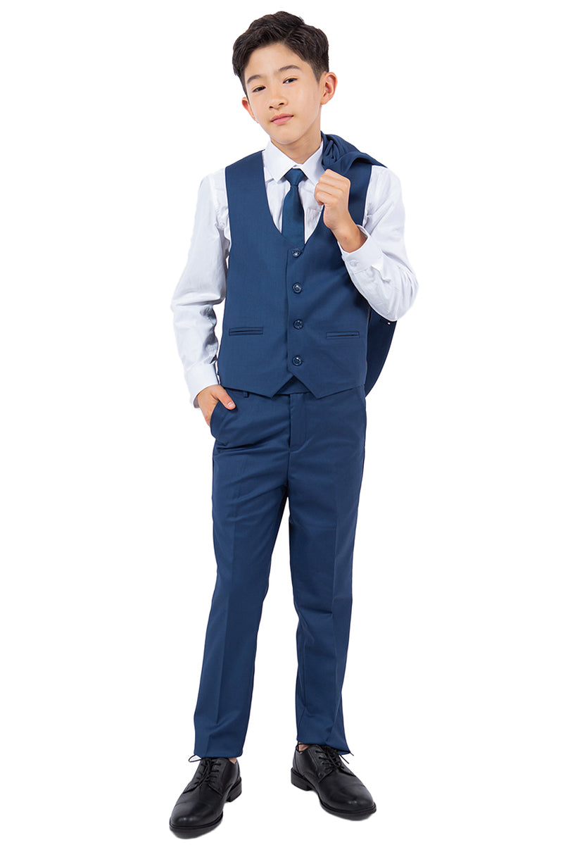 Boys Suit Perry Ellis Vested Boy's Wedding Suit in Indigo Blue