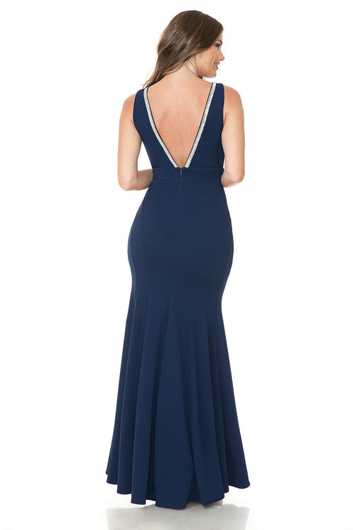 Lenovia 5270 Sleeveless Beaded Techno Crepe Evening Dress