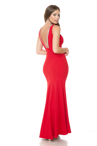 Lenovia 5270 Sleeveless Beaded Techno Crepe Evening Dress