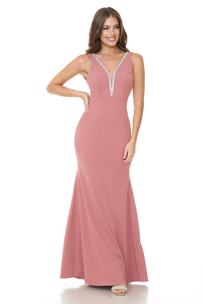 Lenovia 5270 Sleeveless Beaded Techno Crepe Evening Dress