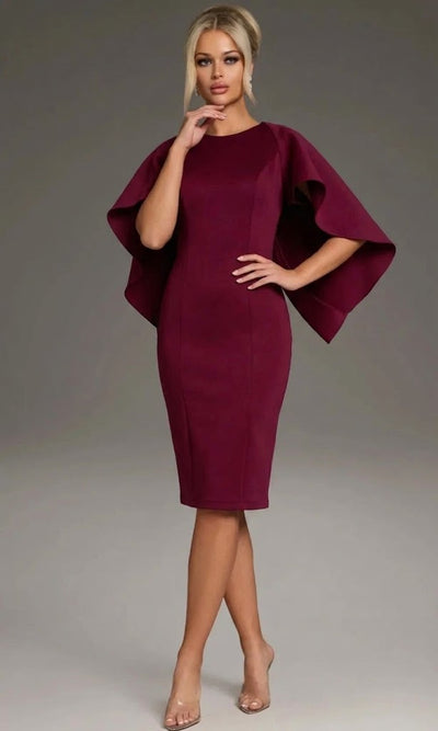 Jovani 38824 - Sleek Cape Sleeve Mini Dress