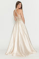 Vestido de corte A con corpiño de encaje transparente y escote halter de Lenovia 8181