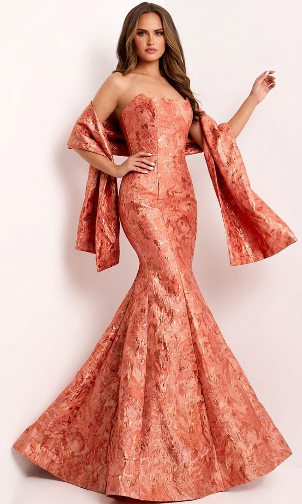 Jovani 41131 - Elegant Strapless Mermaid Gown with Bow
