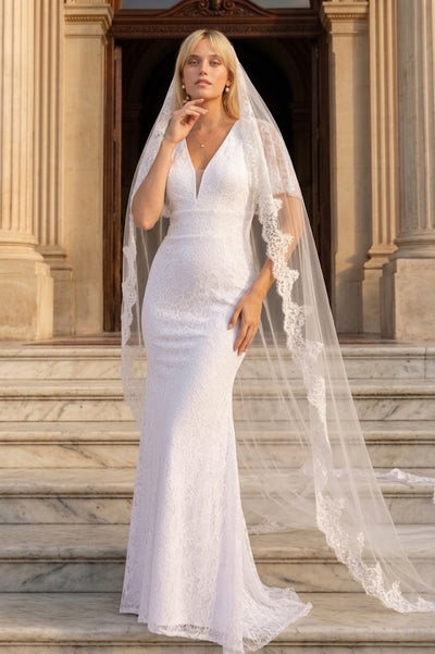 Eva USA 3420 Bridal Long Gown – Wing Sleeve Lace Wedding Dress