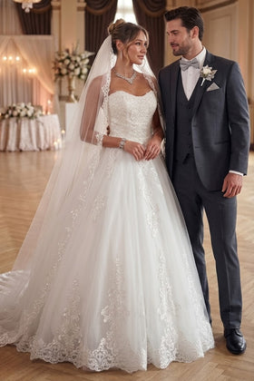 DeKlaire 487 Strapless A-Line Ball Gown Wedding Dress