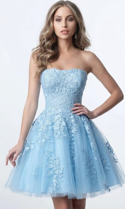 Jovani 1830 - Strapless Floral A-line Dress
