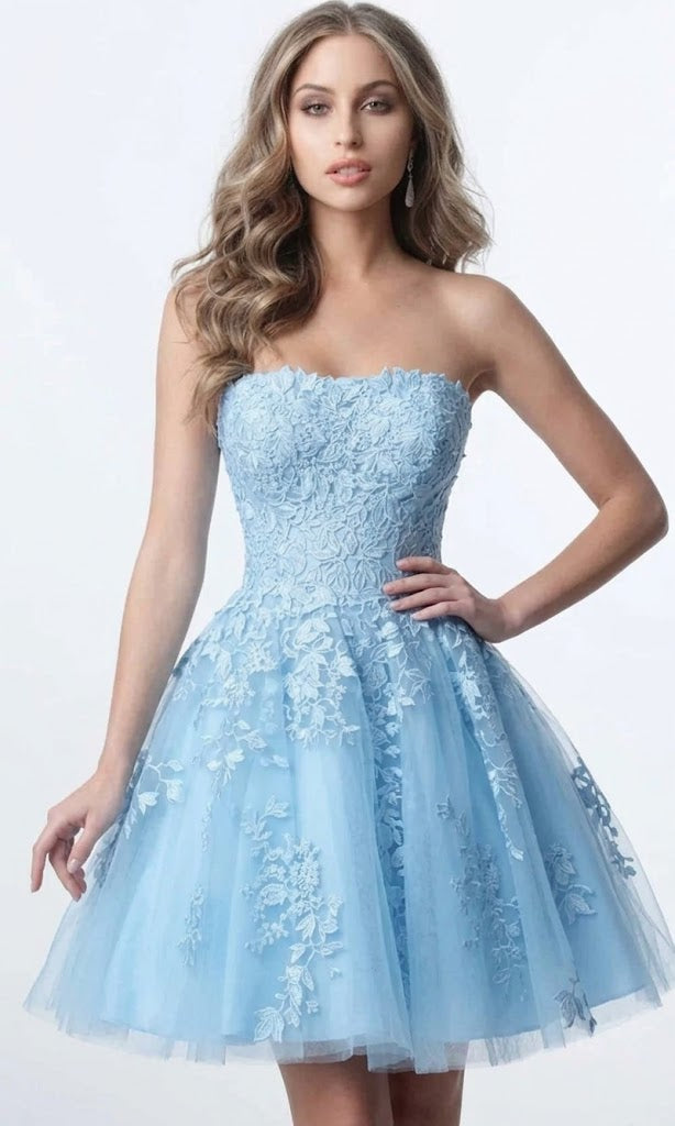 Jovani 1830 - Strapless Floral A-line Dress