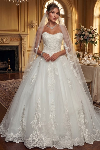 DeKlaire 487 Strapless A-Line Ball Gown Wedding Dress