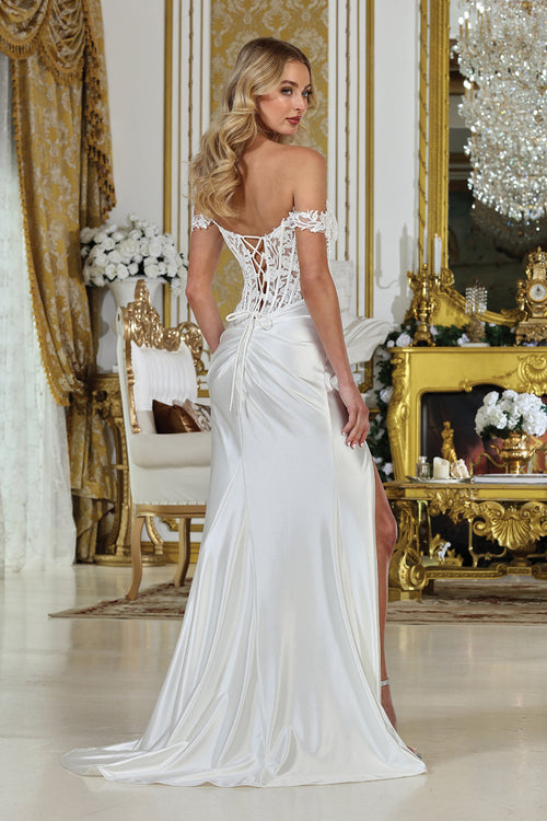 Wedding Dresses Long Corset Fitted Wedding Dress Off White