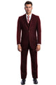Traje de boda y negocios para hombre, de dos botones y color liso, en burdeos